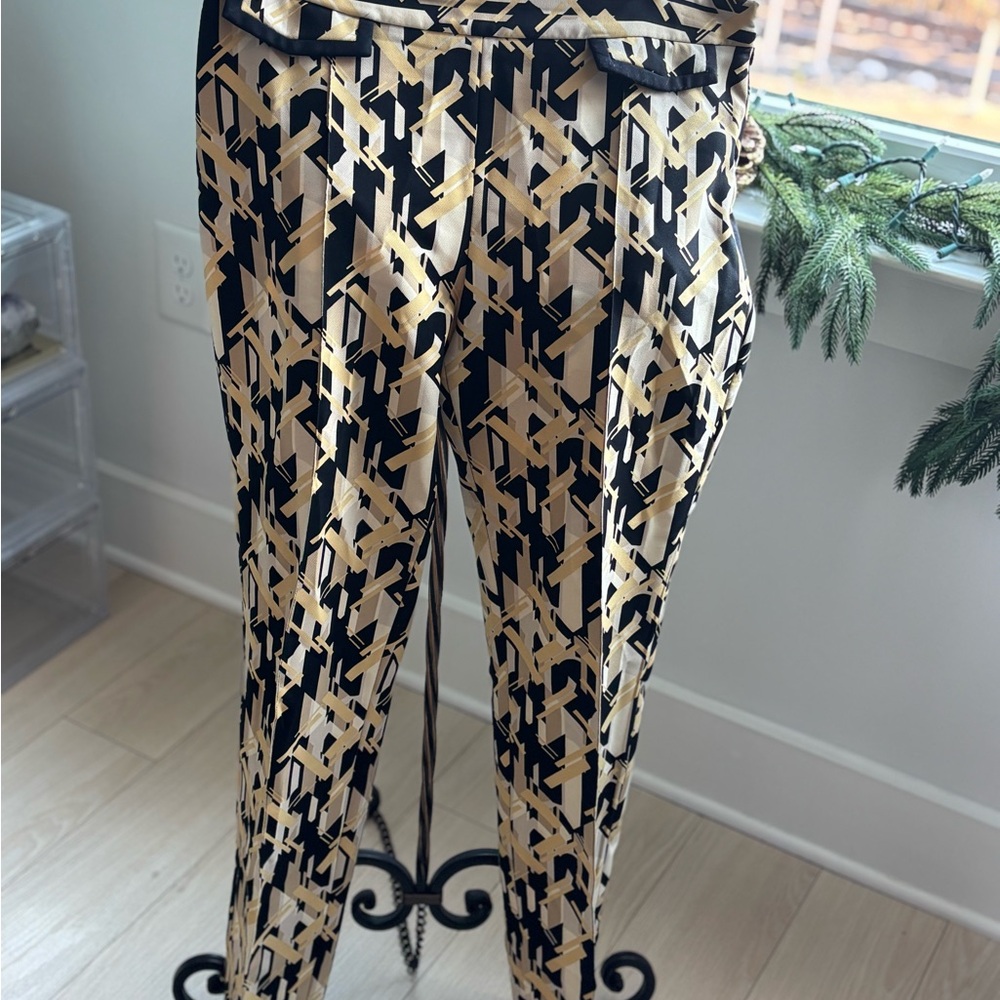 Zara Black and Yellow Geometric Pants